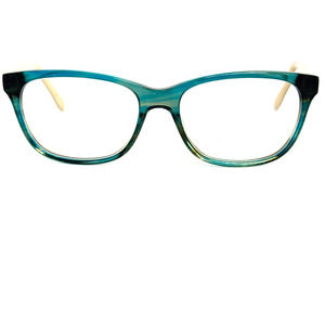 BCBGMaxazria Amber Eyeglass Frame Teal Horn‎ 53-16-140 Multicolor H16385